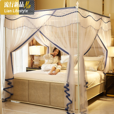 新款落地蚊帐三开1.5m公主风1.8m床双人支架家用纹账2米床1.2 三维工匠