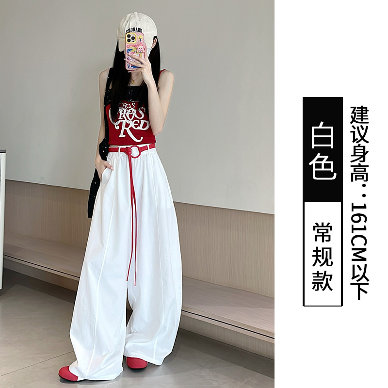 美式气球弯刀裤女夏季新款高腰垂感休闲宽松辣妹高街阔腿裤子