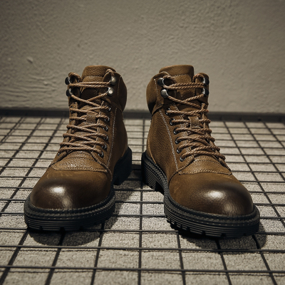 拜顿公牛男鞋冬季保暖马丁靴男头层牛皮户外加绒棉鞋46高帮大码靴47真皮48