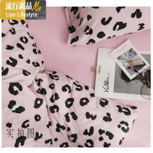ins网红天竺棉四件套棉针织棉豹纹床上三件套单人床单床笠 三维工匠