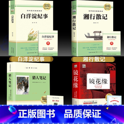 全4册 白洋淀+猎人笔记+镜花缘+湘行散记 [正版]赠考点手册白洋淀纪事 全新修订版孙犁 初中生七年级上册阅读原著无删减