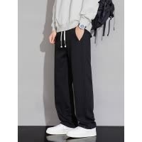 加绒加厚运动卫裤男秋冬新款潮流垂感显高冬季保暖男士直筒休闲裤