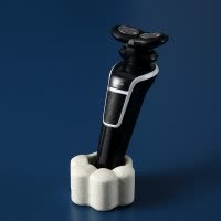陶瓷电动沥水牙刷座情侣放置收纳牙架牙具座 创意多色北欧 三维工匠 钻石面-米白-1.5CM普通牙刷孔小号一个