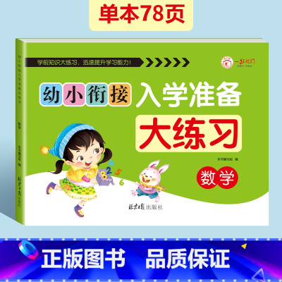数学大练习[单本78页] [正版]幼小衔接入学准备大练习试卷测试卷 幼升小衔接练习册数学+拼音练习题 大班一日一练幼儿园