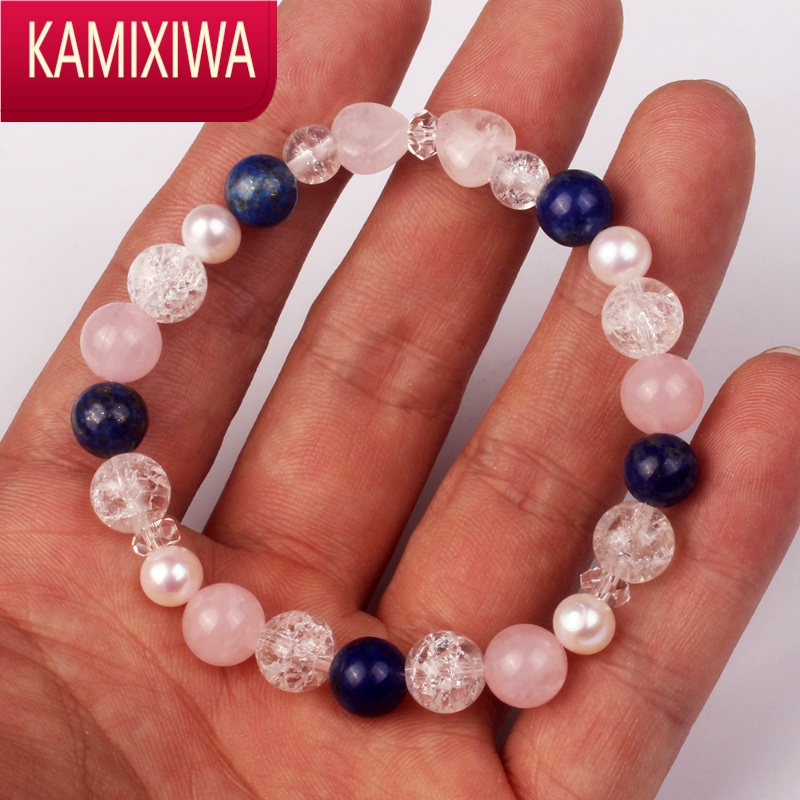 kamixiwa美好寓意水晶手链仕事運勉強運日系送闺蜜生日礼物石手串情侣