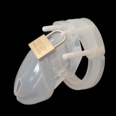 吉祥小炮SM不锈钢金属软硅胶贞操裤带锁器防笼子成人情趣男性用品C-软硅胶/短款*透明+送5卡环