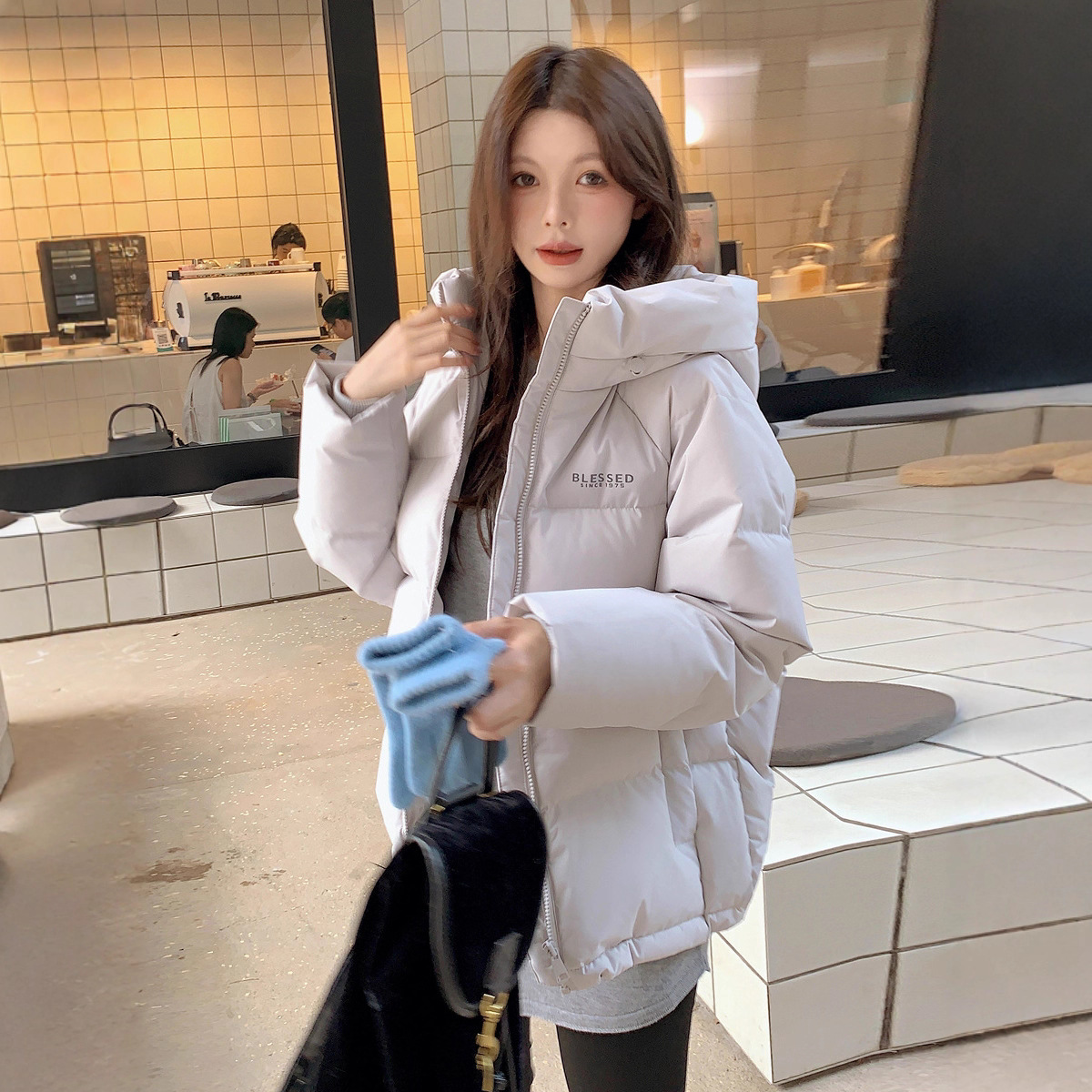 95白鸭绒羽绒服女短款2026年新款加厚小个子连帽冬季外套情侣