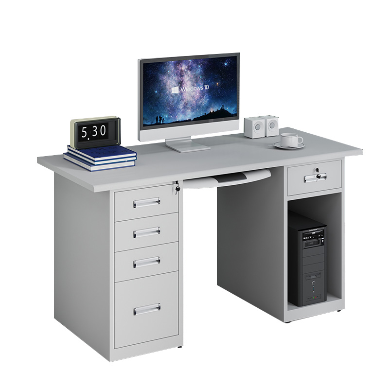 湘渭钢制桌子办公桌铁皮桌电脑桌五斗一空1.2m