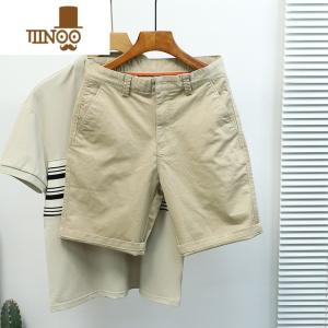 YANXU休闲长裤男2023潮牌工装裤子韩版潮流百搭小脚裤纯色简约咖色 卡其短裤 38适合190-200斤