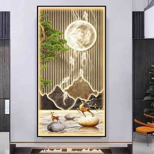 维诺亚中式玄关装饰画轻奢大气入户走廊简约过道立体贴画墙贴壁画