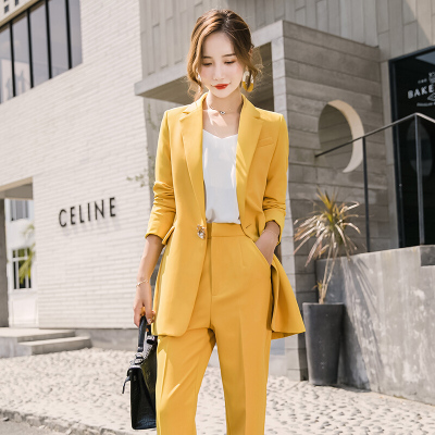 岚心云职业套装女2019秋冬新款时尚色西装套装女气质正装西服修身显瘦