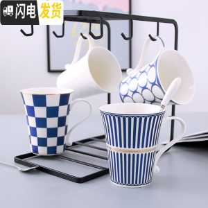 三维工匠简约创意陶瓷杯欧式早餐杯家用马克杯办公咖啡水杯带盖勺套装杯子
