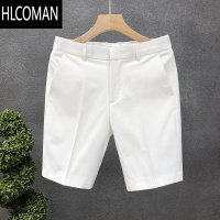 HLCOMAN高级感轻商务西装短裤男白色修身直筒五分裤男士夏季薄款休闲中裤