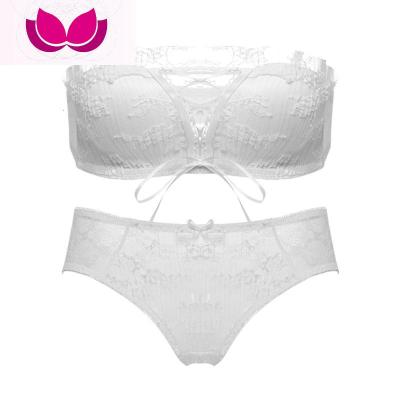 七斓小胸聚拢白色无钢圈抹胸式内衣女文胸套装薄款无肩带裹胸防滑走光