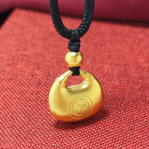 新款仿黄金越南沙金镀金小胖福锁包项链复古项链古法编织实心钱袋送女朋友老婆情人节七夕生日礼物 均色