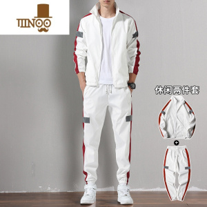 YANXU卫衣套装男运动套装2023新款潮流开衫休闲男士外套三件套