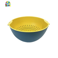 厨房沥水篮双层洗菜沥水筛漏盆ins北欧风创意洗水果篮子客厅果盆 FENGHOU 三件套[豆沙红]洗菜篮洗菜篮