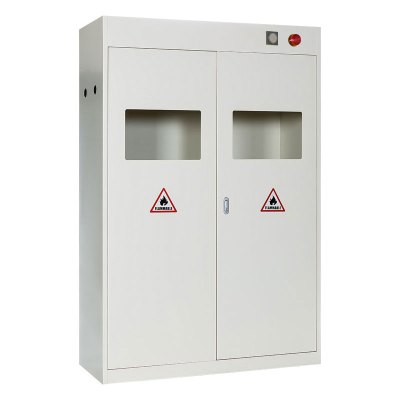 臻远气瓶防爆柜 白色三瓶一代报警器