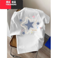 YIBUSHENG曼波风浅绿色宽松短袖t恤女季2024新款别致设计感减龄半袖体恤