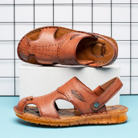 凉鞋男士头层牛皮沙滩男鞋夏季新款休闲真皮牛筋软底越南沙滩男鞋_1
