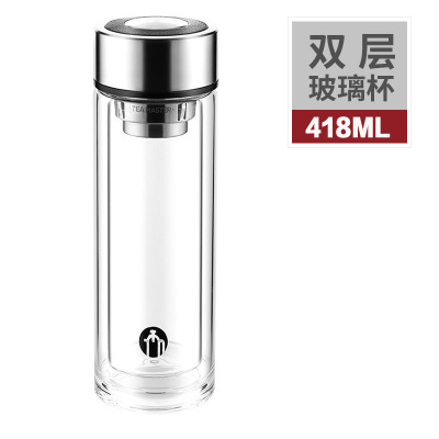 富光(FGA)高端单层双层玻璃杯便携男士商务办公泡茶水杯子TM-2013（双层418ML）