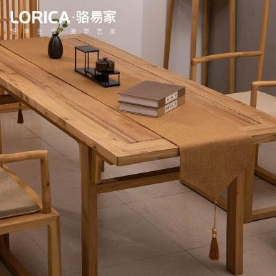 新中式桌旗禅意色棉麻茶几餐桌布日式长条北欧现代简约五斗柜布 平织-卡其 33*240cm(适用桌长1.9米-2米)