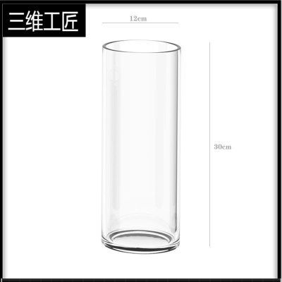 落地直筒大号透明玻璃花瓶婚庆路引圆柱花瓶客厅富贵竹水培摆件三维工匠机吹直筒1230直筒