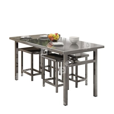 居将 JJ4010351 不锈钢餐桌椅学校食堂桌椅组合餐厅桌椅 1.4米餐桌4椅