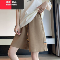 YIBUSHENG美式运动短裤女季薄款斜纹显瘦宽松卡其五分裤休闲学生阔腿中裤