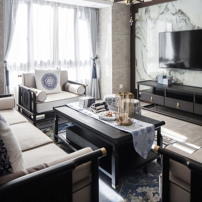 闪电客新中式 沙发组合123禅意现代轻奢布艺简约时尚客厅别墅家具