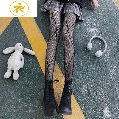 黑色丝袜性感渔网袜连裤jk暗黑镂空薄款美腿显瘦黑丝ins潮袜子女