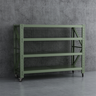 臻远ZYJJ-HJ-092可移动货架库房置物架带轮重型货架四层后背有网2000*600*2000mm/500kg