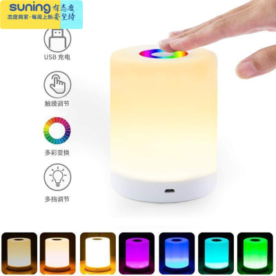 希杰狮王床头情调灯小夜灯儿童睡觉感应触摸灯台式氛围网红灯卧室床头多色暖光3档调节(高配彩色款)灯具
