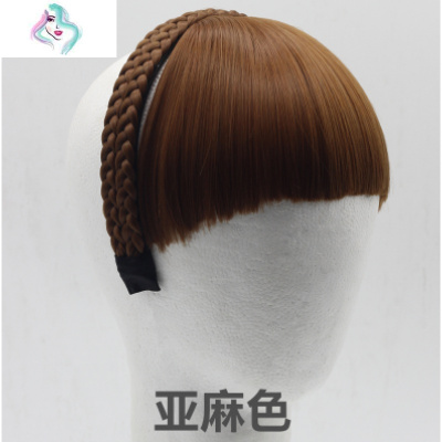 假刘海假发女逼真隐形齐刘海辫子发箍头帘流海斜留海齐刘海假发片你那么美酒红色062