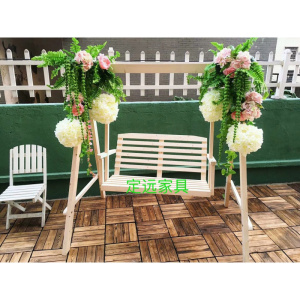 特价户外秋千防腐木实木秋千 阳台木质吊椅双人木制庭院室外秋千