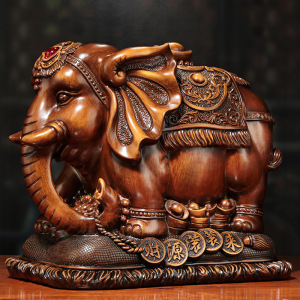 添福运 树脂摆件工艺品家居客酒柜装饰品玄关客厅只进不出大容量存钱罐摆件办公室装饰店铺装饰开业礼品乔迁礼品大象存钱罐