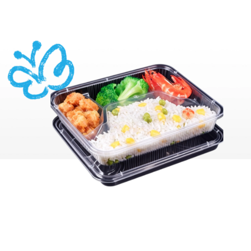 烹巅Poondear 食品用一次性四格餐盒 21*18*3.1cm 150套/箱