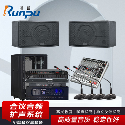 润普Runpu 会议音频扩声系统 有线电容话筒音箱功放调音台反馈时序机柜线材会议套装RP-YXKSD820