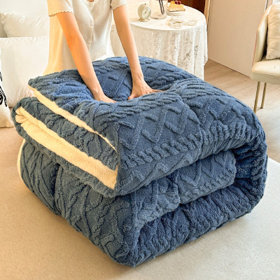 汉司家纺 HANSI-XP01提花雕花羊羔绒被 150*200cm 被子(计价单位:条)蓝色