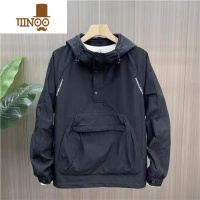 YANXU秋季潮流休闲连帽冲锋衣夹克2023新款男士宽松潮牌百搭工装外套潮