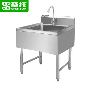 圣托商用水池单星洗碗池 不锈钢餐厅单槽洗菜盆 带水龙头厨房水槽洗碗盆 STTC-BA06D