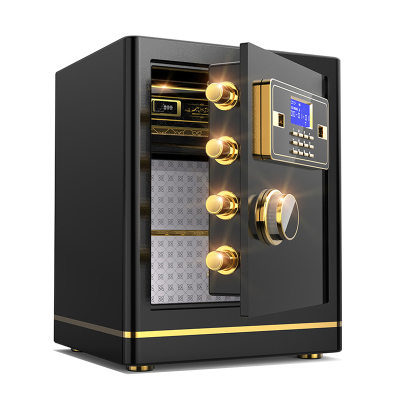易企采 45CM保险柜家用小型入墙防盗全钢保险箱全能办公指纹密码保管柜箱