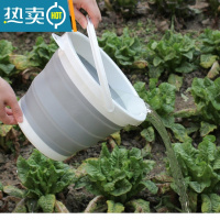 敬平便携式折叠桶硅胶塑料洗车水桶儿童户外钓鱼旅行家用多功能收纳 大号灰色10L(送粘钩)