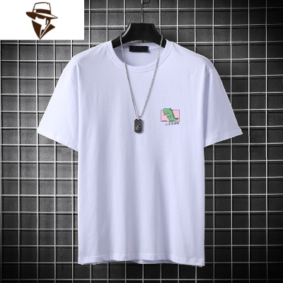 夏季男士韩版大码t恤潮流印花圆领半袖ins短袖打底衫体恤学生男装T恤YIBUSHENG