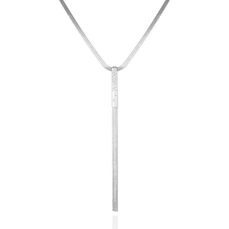 GUESS女士百搭蛇链水晶银色项链金属感吊坠多功能日常通勤晚宴饰品