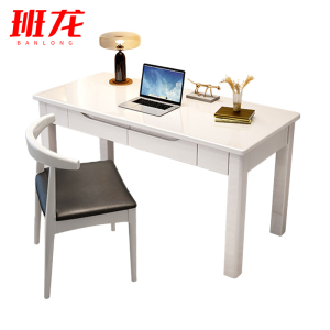 班龙办公桌1.4米+椅子白色套