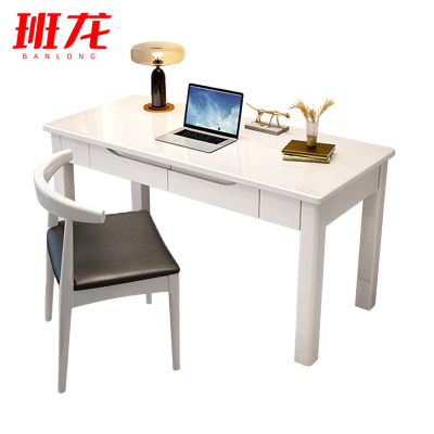 班龙办公桌1.4米+椅子白色套