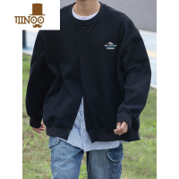 YANXU 春季小众叠穿条纹圆领卫衣情侣潮流OV宽松慵懒外套男