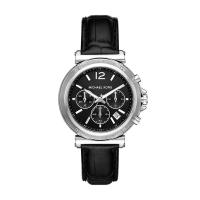 Michael Kors 女士石英银色表欧美潮流黑色表盘金镀钢链防水腕表