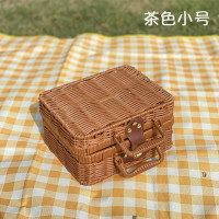 手工仿藤编手提箱复古收纳箱野餐篮储物行李箱拍摄道具伴手礼品盒